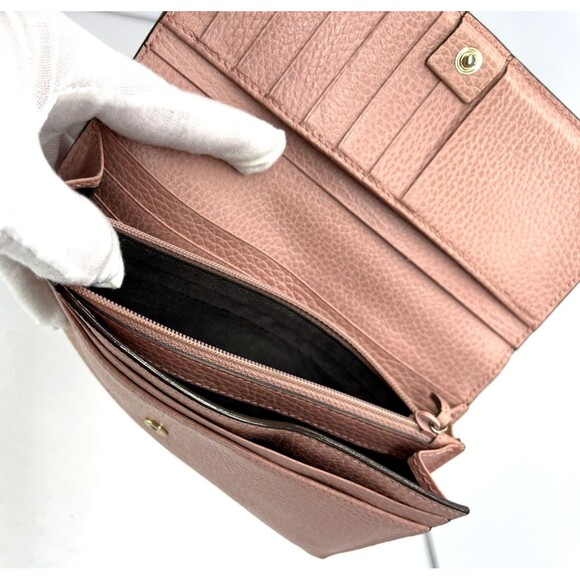 GUCCI Interlocking G Pink Leather Long Bifold Wallet credit card zipper 2BJ3533 - Picture 14 of 16